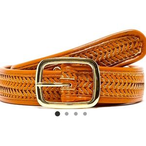 ASOS woven faux leather belt with gold buckle